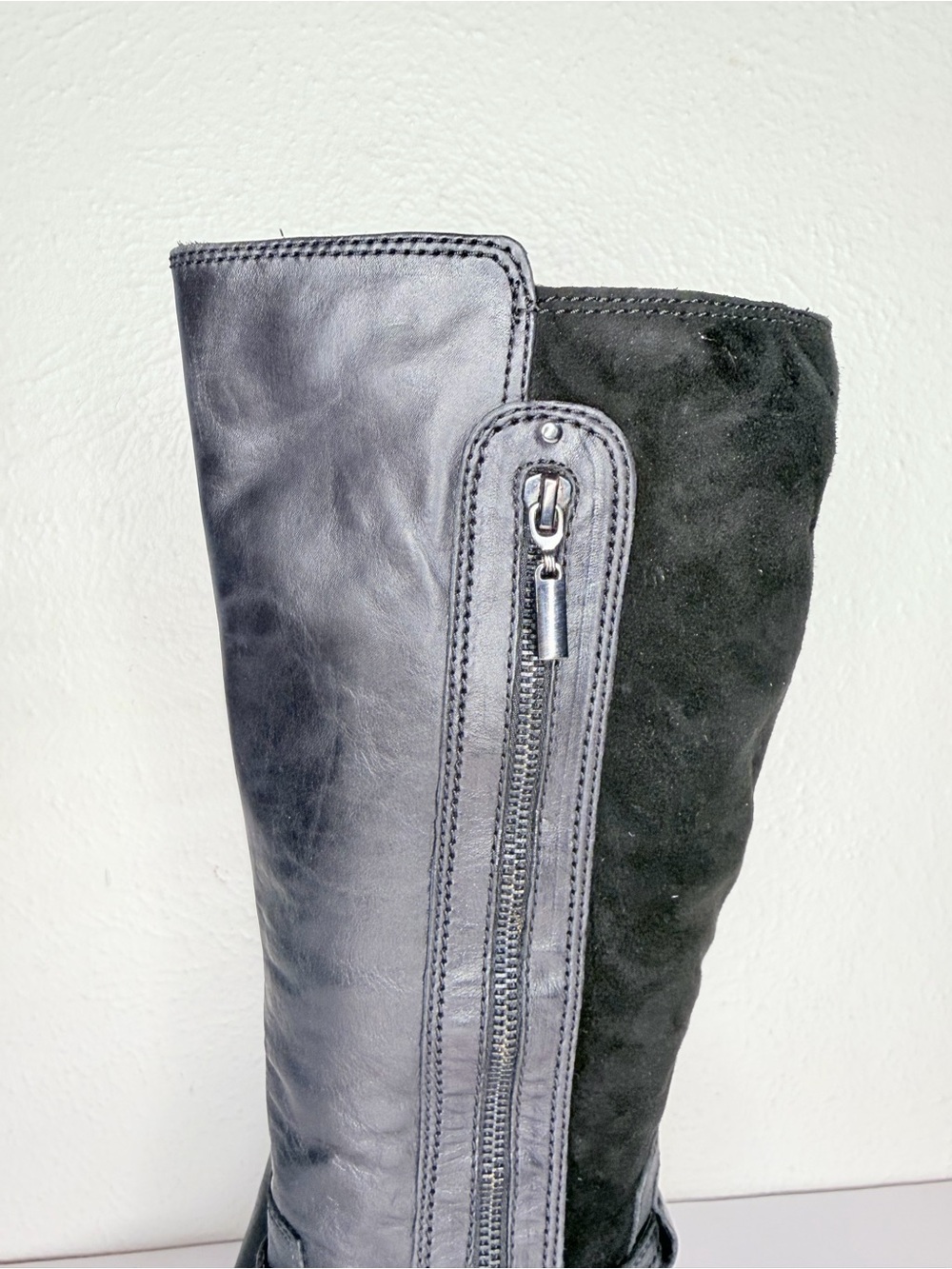 Clarks black leather/suede knee high heeled boots - Picture 5 of 11